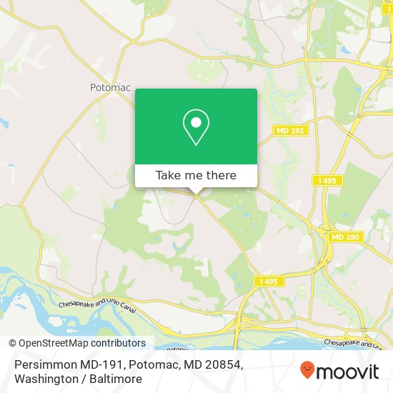 Mapa de Persimmon MD-191, Potomac, MD 20854