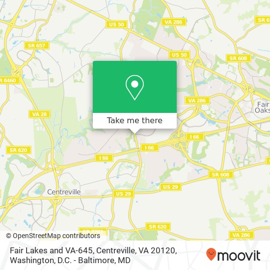 Mapa de Fair Lakes and VA-645, Centreville, VA 20120