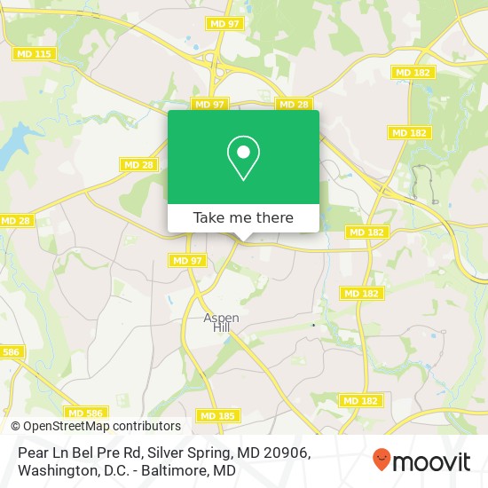 Mapa de Pear Ln Bel Pre Rd, Silver Spring, MD 20906