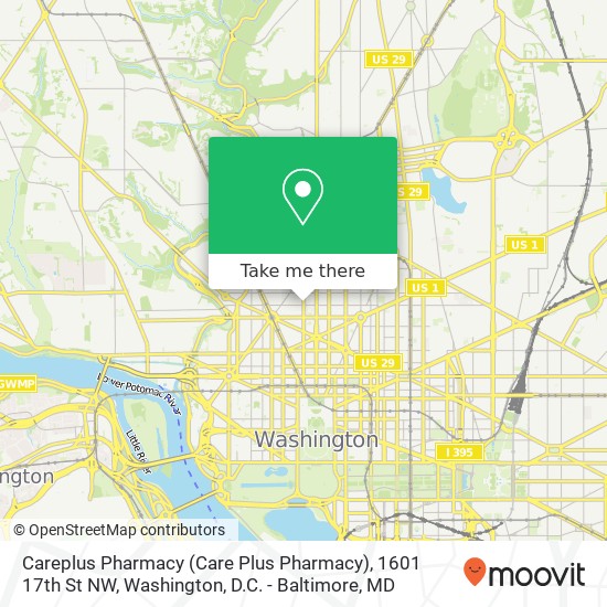 Mapa de Careplus Pharmacy (Care Plus Pharmacy), 1601 17th St NW