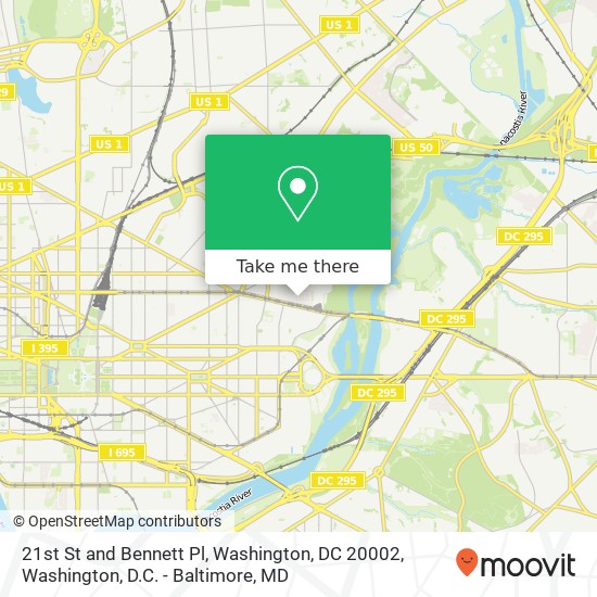 Mapa de 21st St and Bennett Pl, Washington, DC 20002