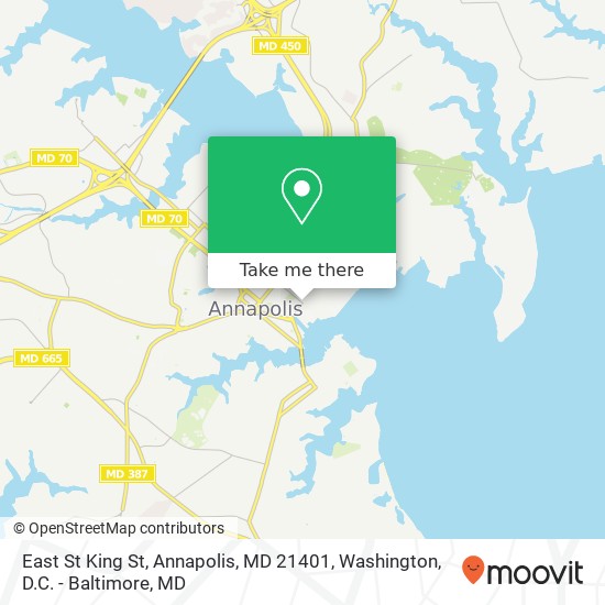 Mapa de East St King St, Annapolis, MD 21401