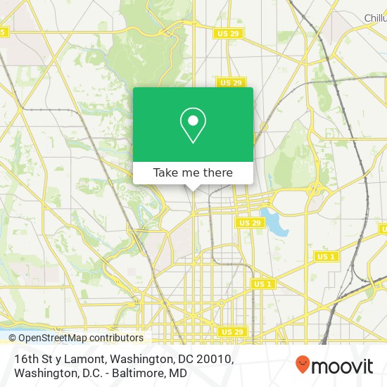 Mapa de 16th St y Lamont, Washington, DC 20010