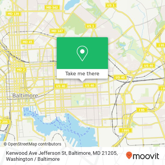 Mapa de Kenwood Ave Jefferson St, Baltimore, MD 21205