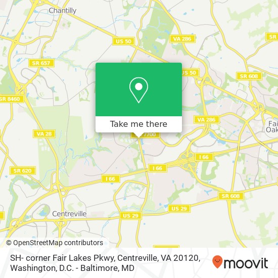 Mapa de SH- corner Fair Lakes Pkwy, Centreville, VA 20120