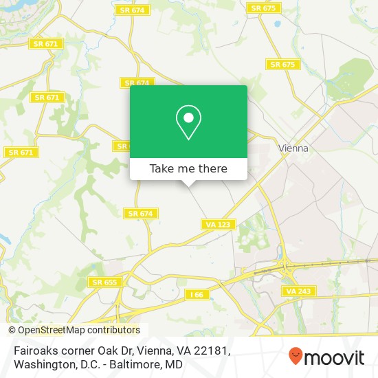 Mapa de Fairoaks corner Oak Dr, Vienna, VA 22181