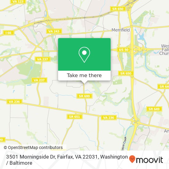 Mapa de 3501 Morningside Dr, Fairfax, VA 22031