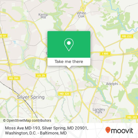 Mapa de Moss Ave MD-193, Silver Spring, MD 20901