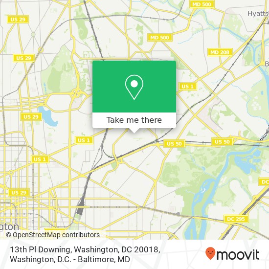 Mapa de 13th Pl Downing, Washington, DC 20018