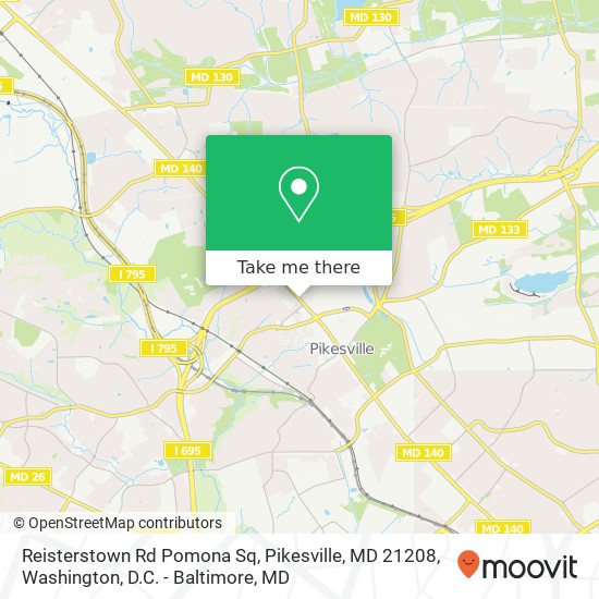 Mapa de Reisterstown Rd Pomona Sq, Pikesville, MD 21208