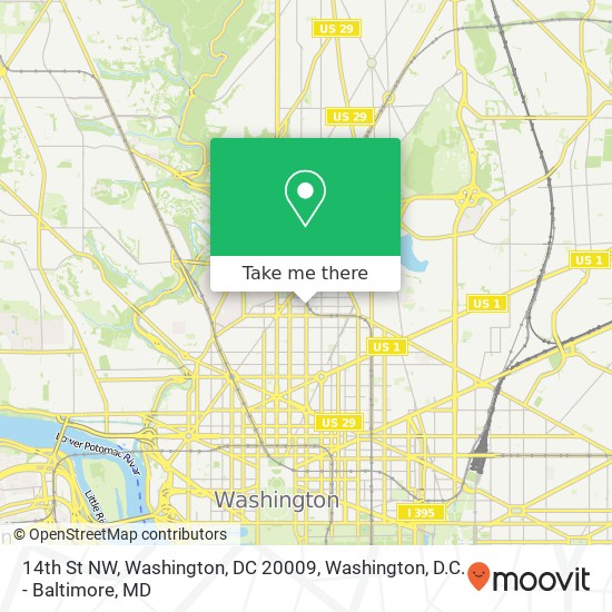 Mapa de 14th St NW, Washington, DC 20009