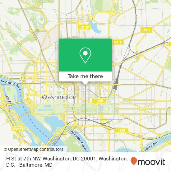 Mapa de H St at 7th NW, Washington, DC 20001