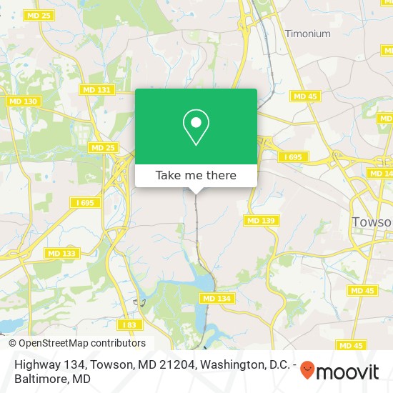 Highway 134, Towson, MD 21204 map