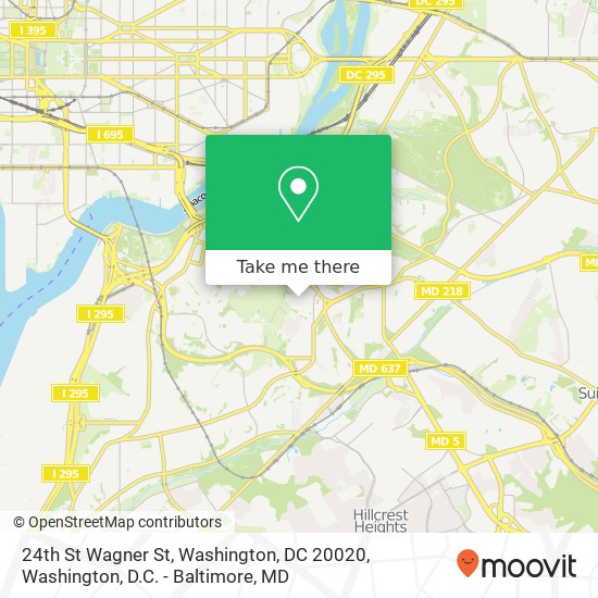 Mapa de 24th St Wagner St, Washington, DC 20020