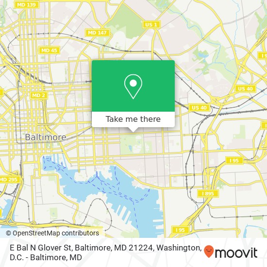 Mapa de E Bal N Glover St, Baltimore, MD 21224