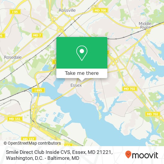 Mapa de Smile Direct Club Inside CVS, Essex, MD 21221