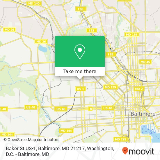 Baker St US-1, Baltimore, MD 21217 map