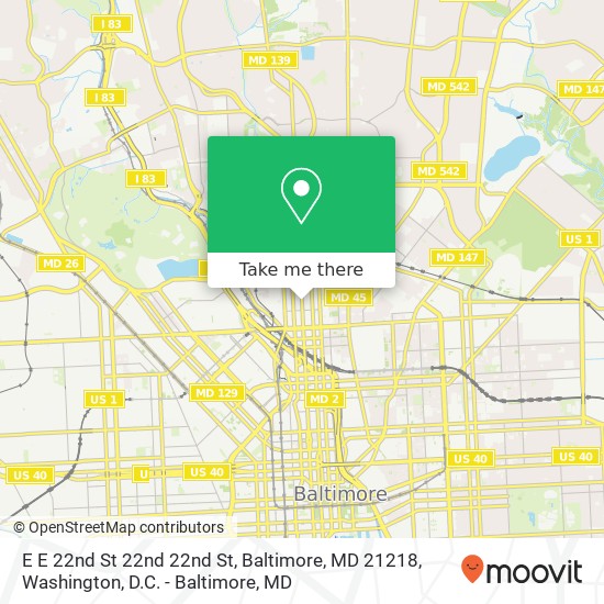 Mapa de E E 22nd St 22nd 22nd St, Baltimore, MD 21218