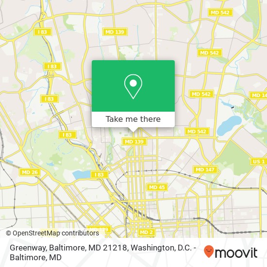 Mapa de Greenway, Baltimore, MD 21218