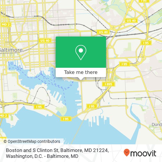 Mapa de Boston and S Clinton St, Baltimore, MD 21224