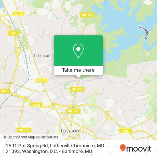 Mapa de 1501 Pot Spring Rd, Lutherville Timonium, MD 21093