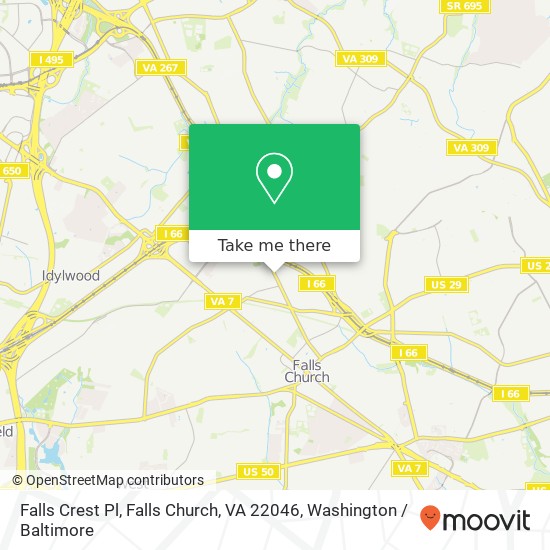 Mapa de Falls Crest Pl, Falls Church, VA 22046