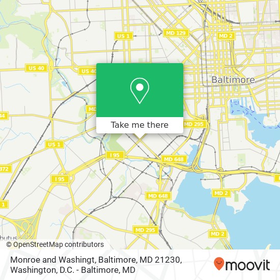 Monroe and Washingt, Baltimore, MD 21230 map