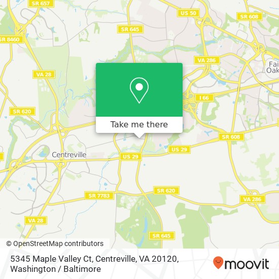 Mapa de 5345 Maple Valley Ct, Centreville, VA 20120