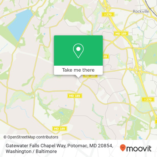 Mapa de Gatewater Falls Chapel Way, Potomac, MD 20854