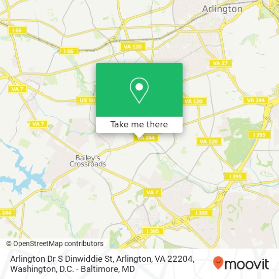 Mapa de Arlington Dr S Dinwiddie St, Arlington, VA 22204