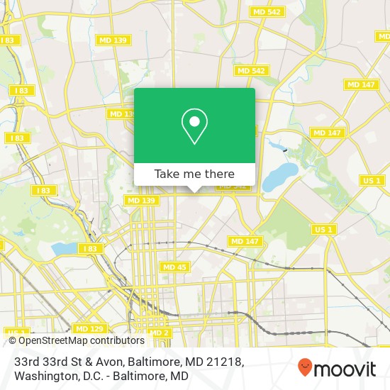 Mapa de 33rd 33rd St & Avon, Baltimore, MD 21218