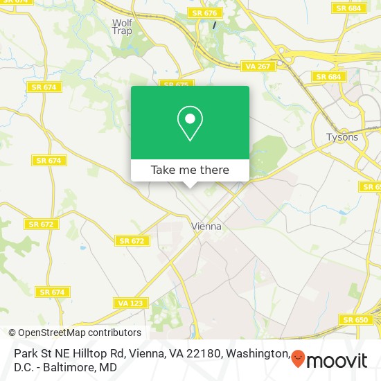 Mapa de Park St NE Hilltop Rd, Vienna, VA 22180