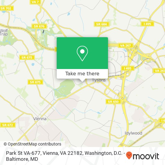 Mapa de Park St VA-677, Vienna, VA 22182
