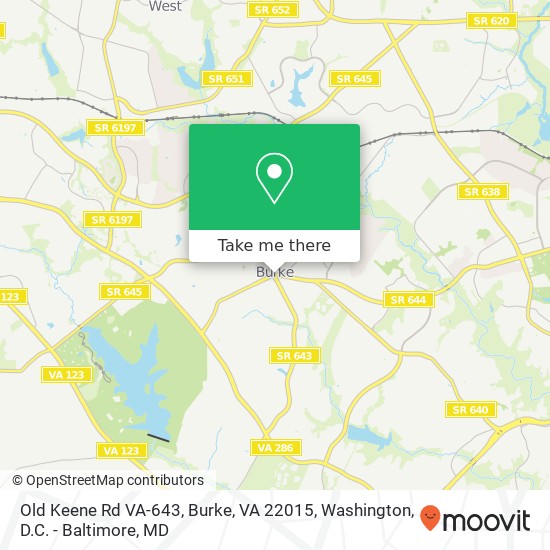 Old Keene Rd VA-643, Burke, VA 22015 map