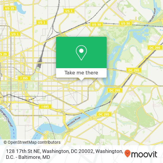 Mapa de 128 17th St NE, Washington, DC 20002