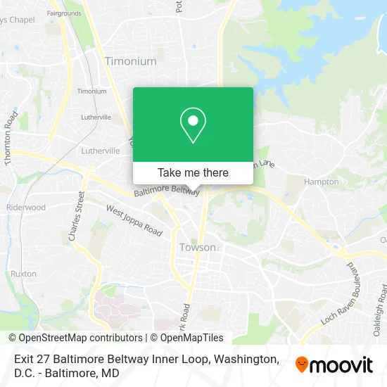 Exit 27 Baltimore Beltway Inner Loop map