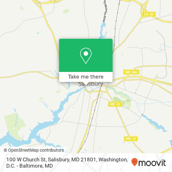 Mapa de 100 W Church St, Salisbury, MD 21801