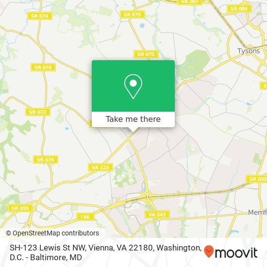 Mapa de SH-123 Lewis St NW, Vienna, VA 22180
