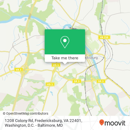 1208 Colony Rd, Fredericksburg, VA 22401 map