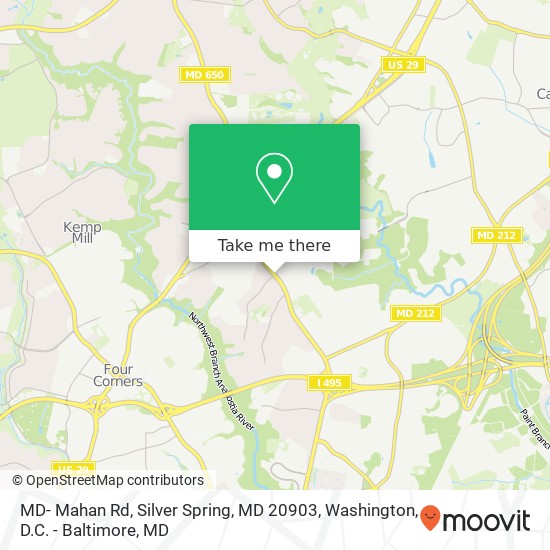 Mapa de MD- Mahan Rd, Silver Spring, MD 20903