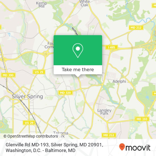 Mapa de Glenville Rd MD-193, Silver Spring, MD 20901