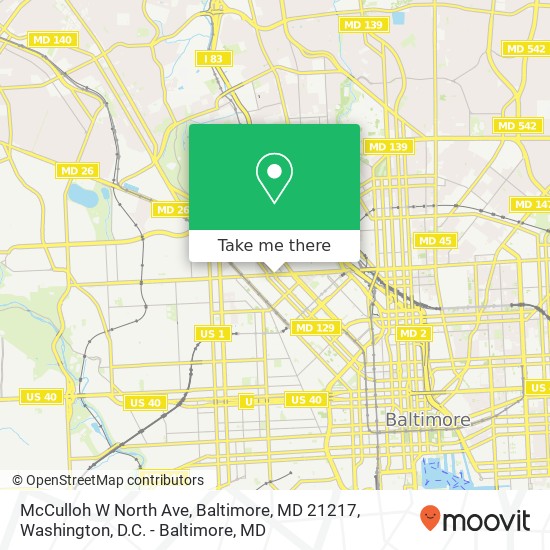 McCulloh W North Ave, Baltimore, MD 21217 map