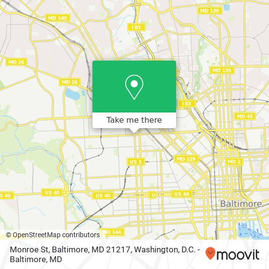 Mapa de Monroe St, Baltimore, MD 21217