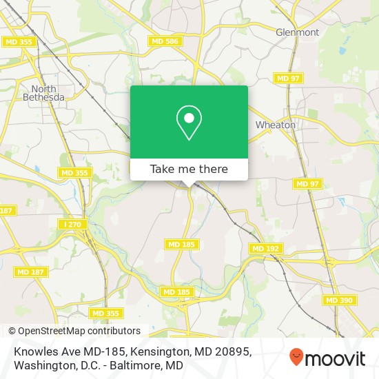 Mapa de Knowles Ave MD-185, Kensington, MD 20895