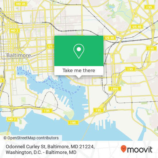 Mapa de Odonnell Curley St, Baltimore, MD 21224