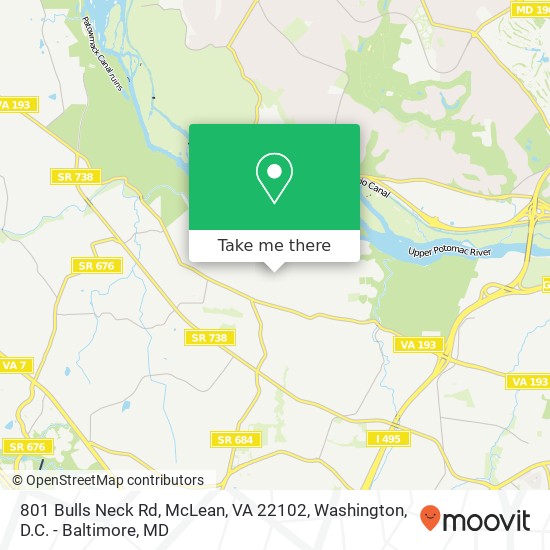 Mapa de 801 Bulls Neck Rd, McLean, VA 22102