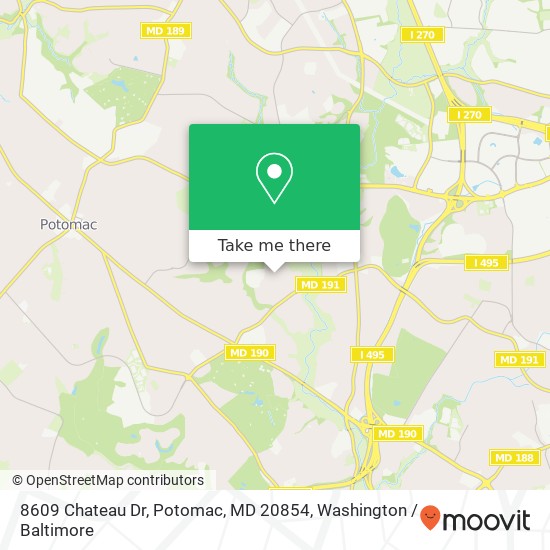 8609 Chateau Dr, Potomac, MD 20854 map