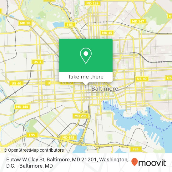 Mapa de Eutaw W Clay St, Baltimore, MD 21201