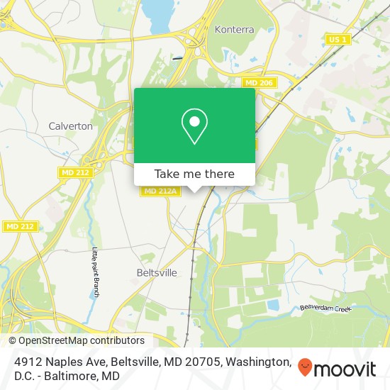 Mapa de 4912 Naples Ave, Beltsville, MD 20705