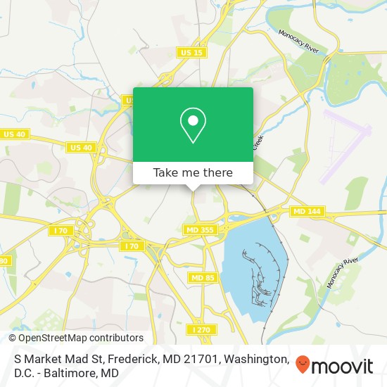 Mapa de S Market Mad St, Frederick, MD 21701